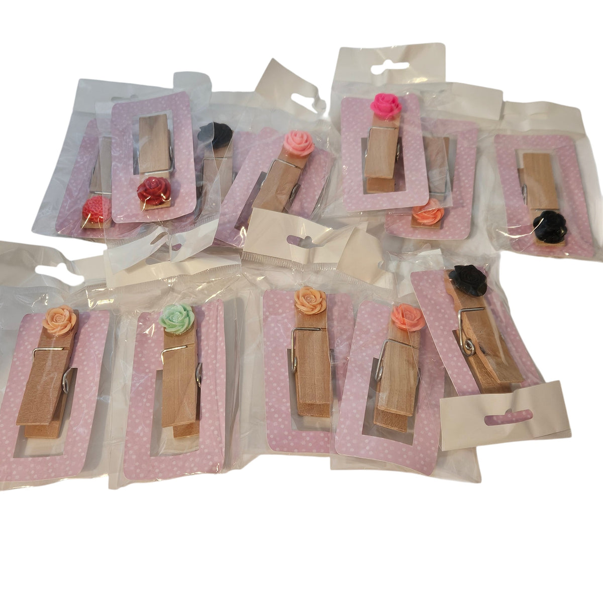 Wholesale Lot Natural Clothespin Flower Magnets
