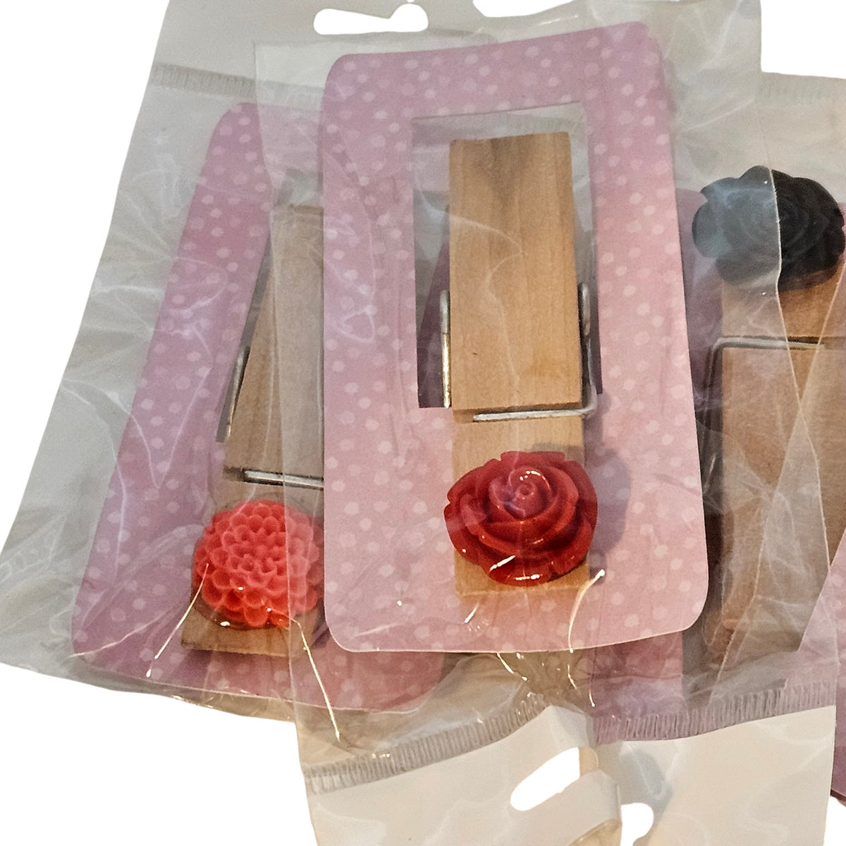 Wholesale Lot Natural Clothespin Flower Magnets
