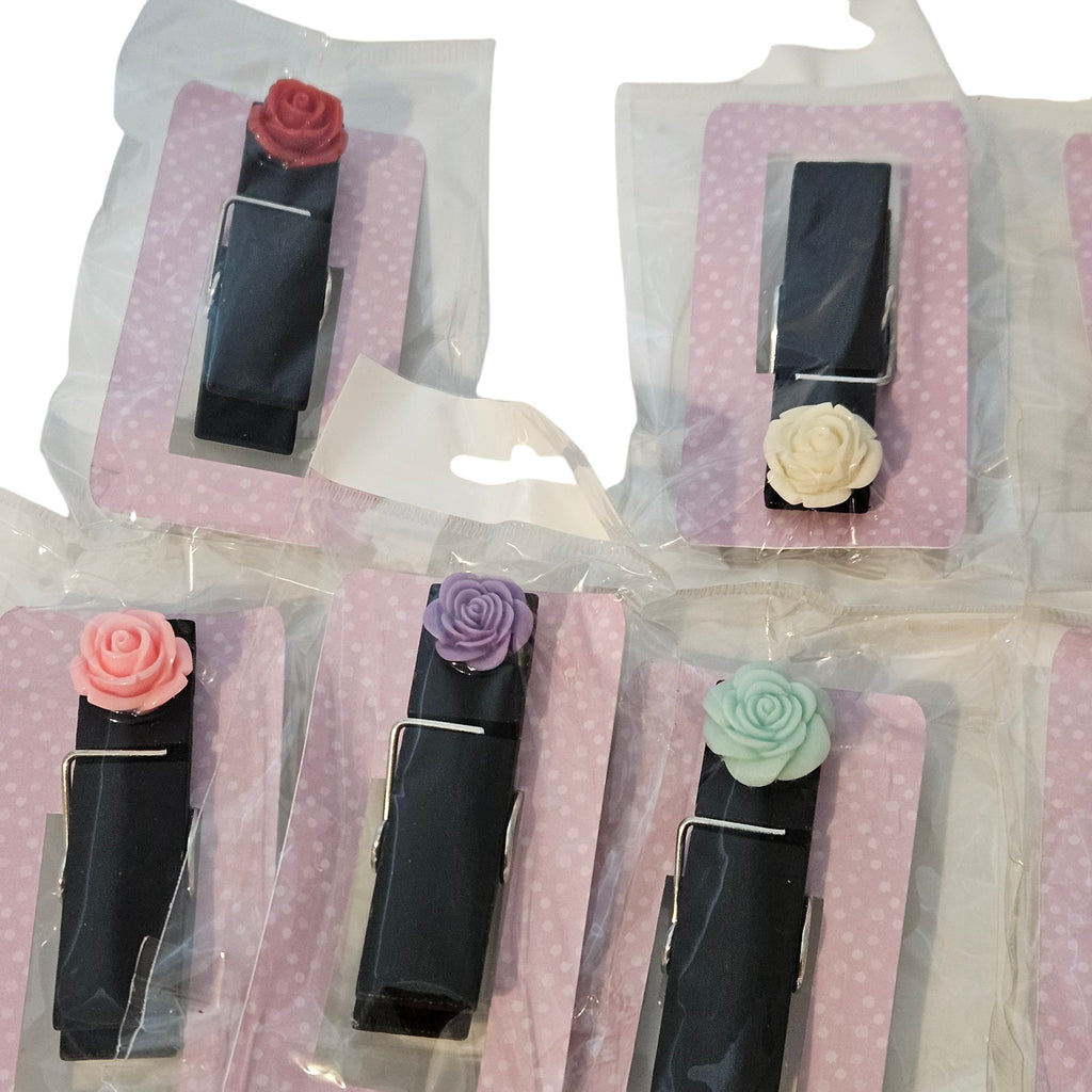 Wholesale Lot Black Clothespin Flower Magnets