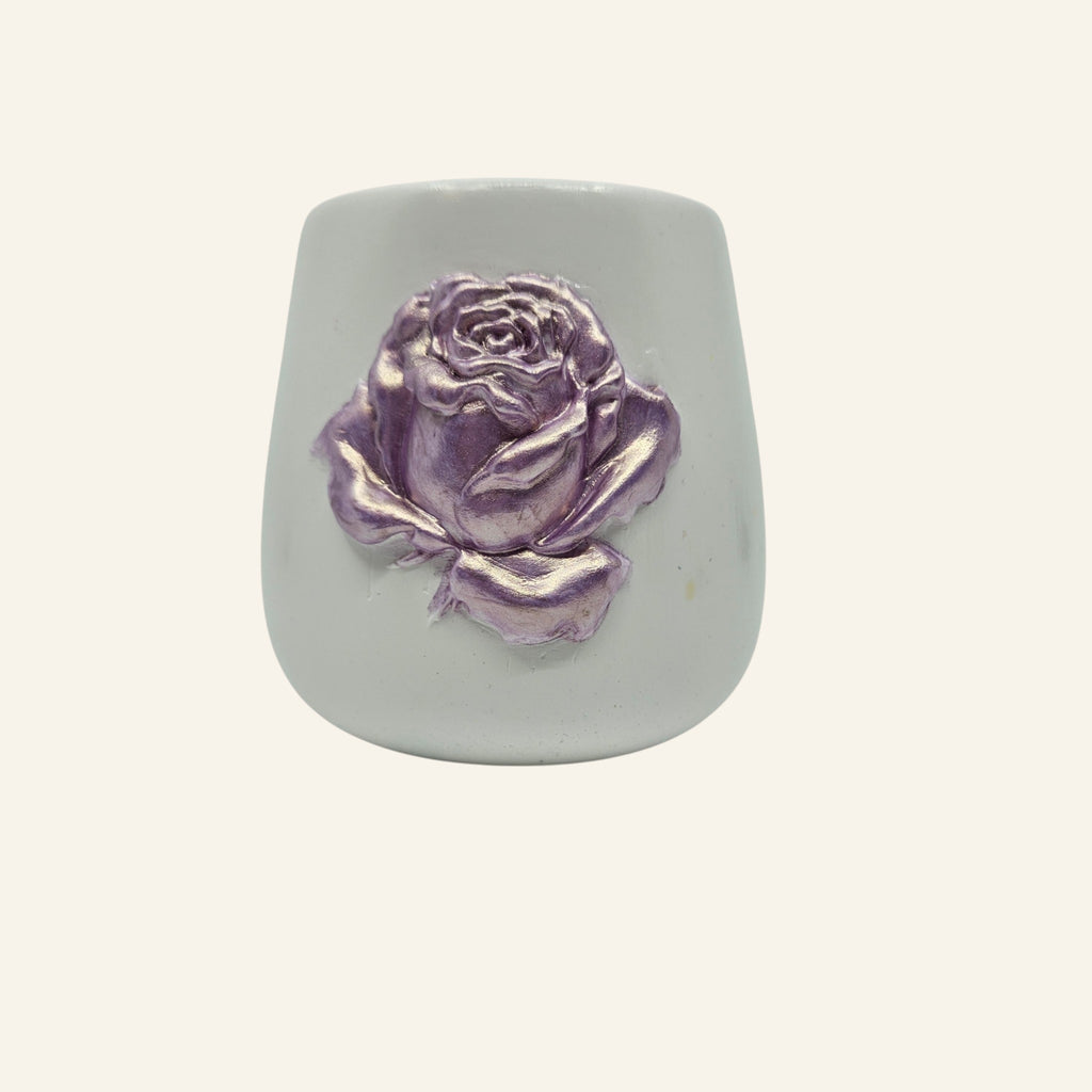 Sculpted Rose Embossed Ceramic Vase