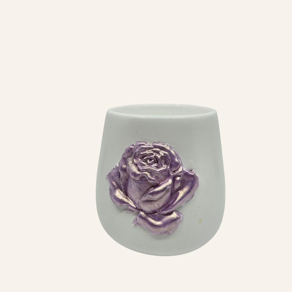 Sculpted Rose Embossed Ceramic Vase