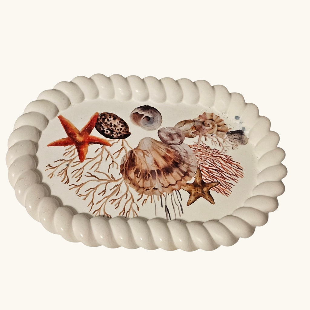 Handmade Eco Resin Coastal Seashell Tray – Beach-Inspired Ocean Décor