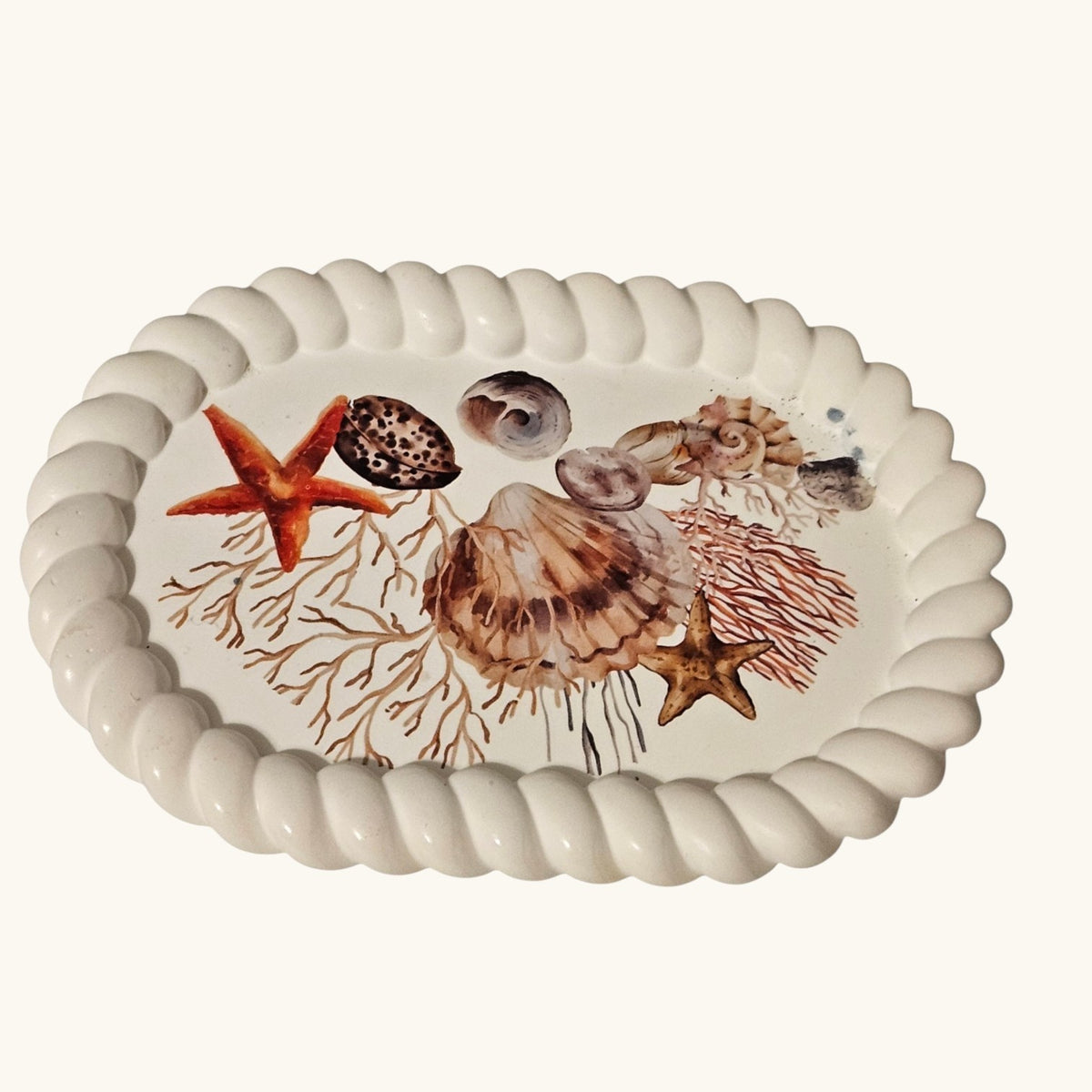 Handmade Eco Resin Coastal Seashell Tray – Beach-Inspired Ocean Décor