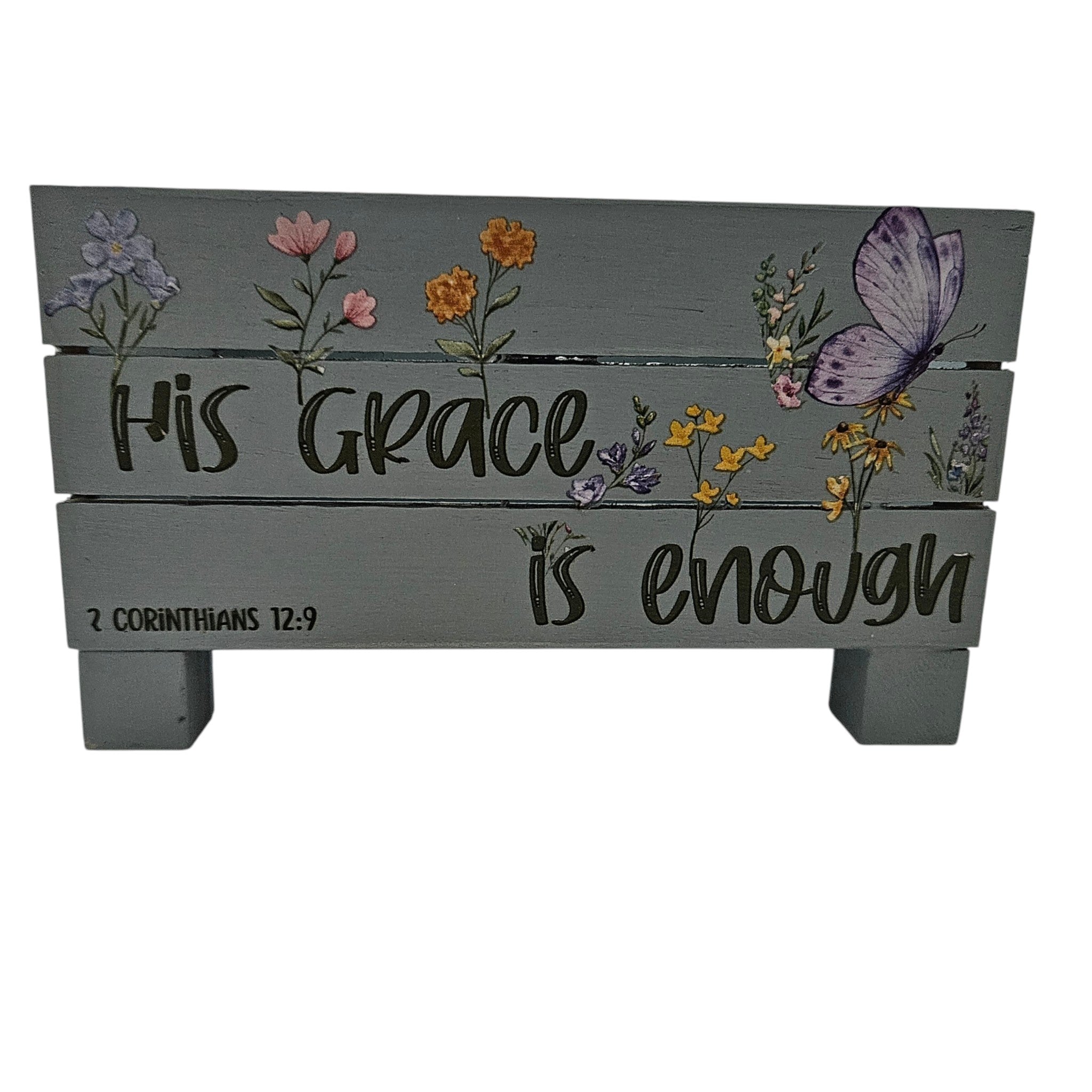 Hand-Painted “His Grace Is Enough” Wood Box
