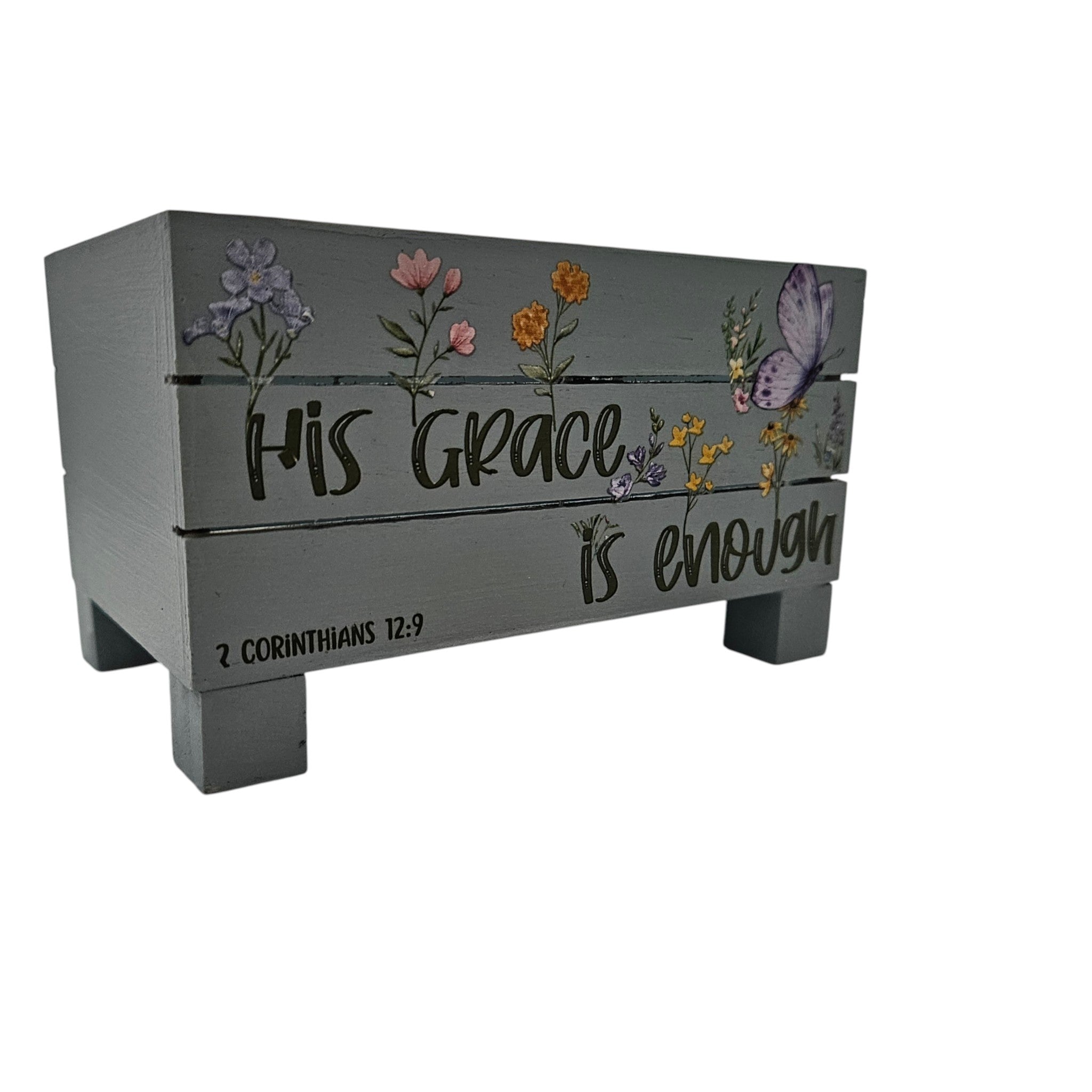 Hand-Painted “His Grace Is Enough” Wood Box