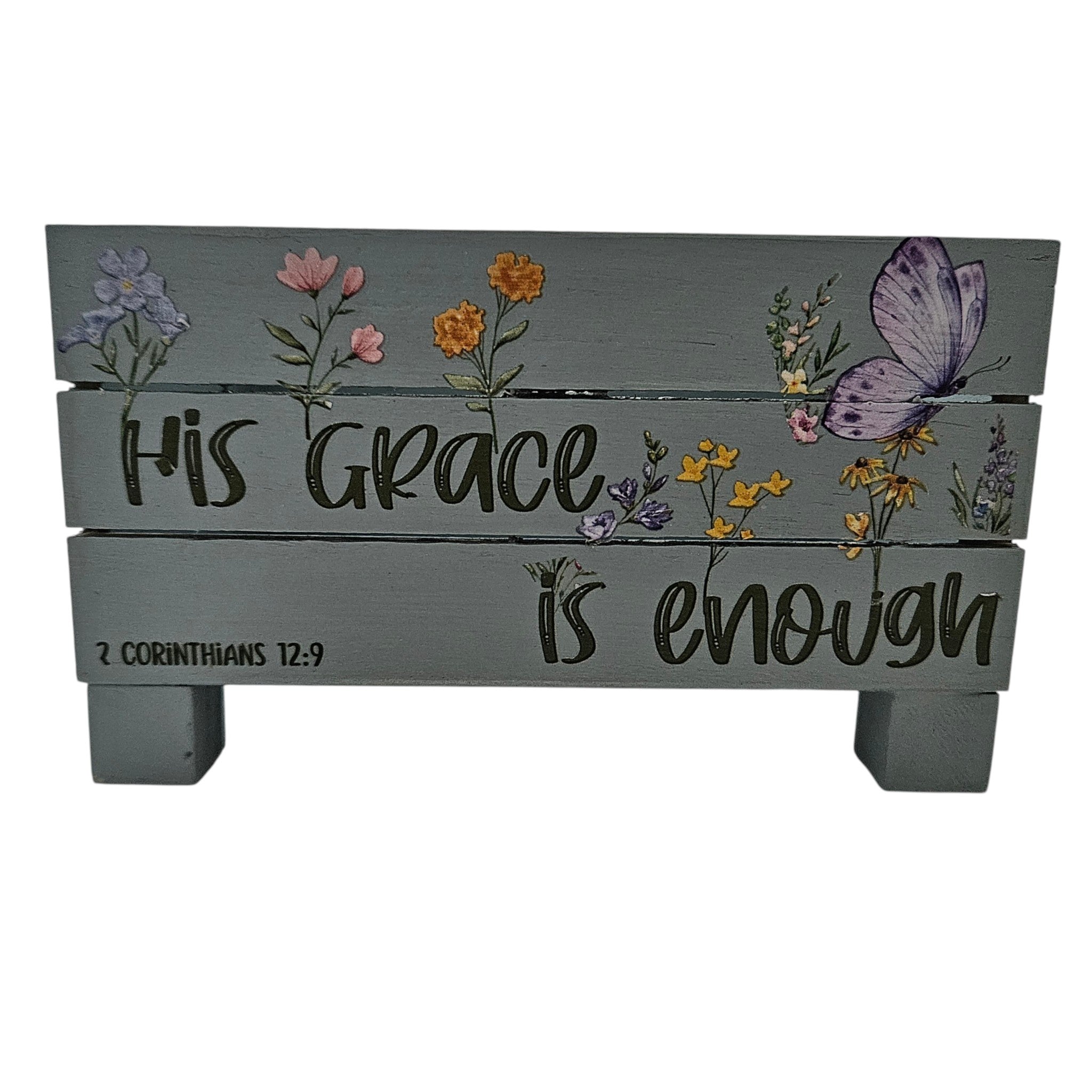 Hand-Painted “His Grace Is Enough” Wood Box
