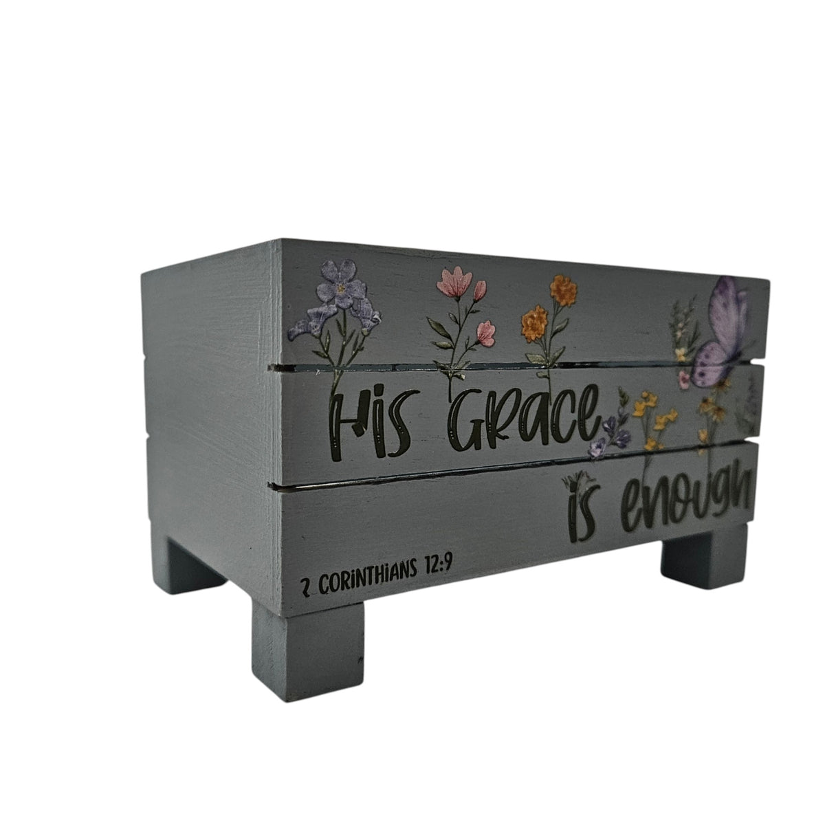 Hand-Painted “His Grace Is Enough” Wood Box