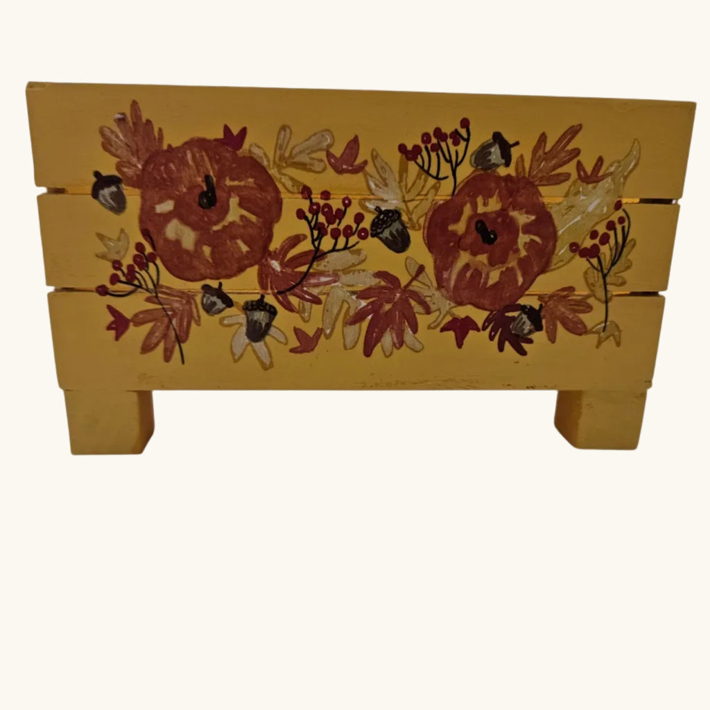 Hand-Painted Fall Floral Wooden Box