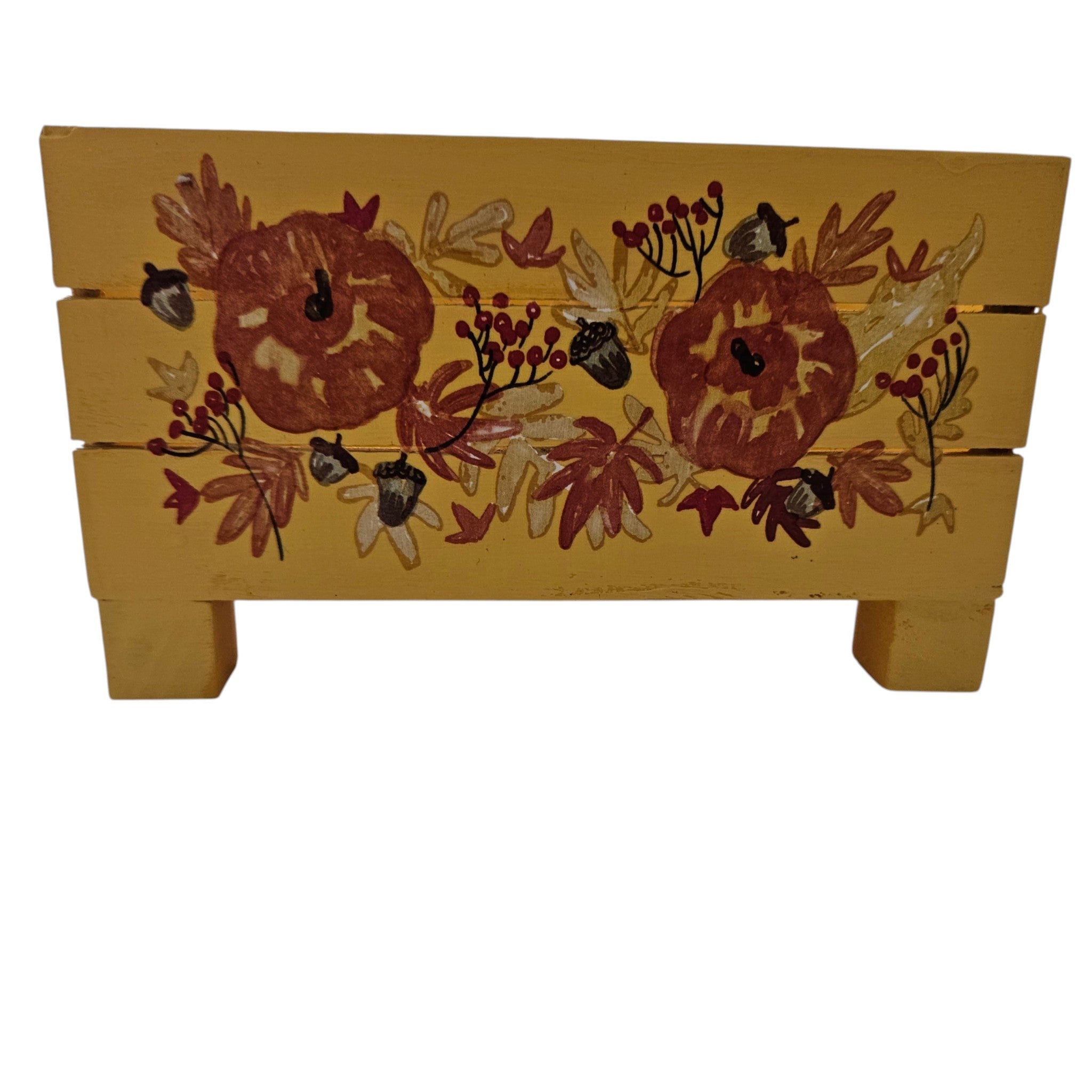 Hand-Painted Fall Floral Wooden Box