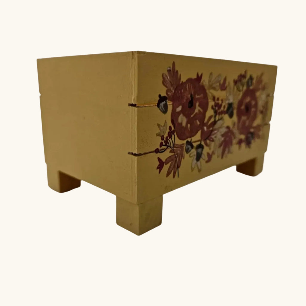 Hand-Painted Fall Floral Wooden Box
