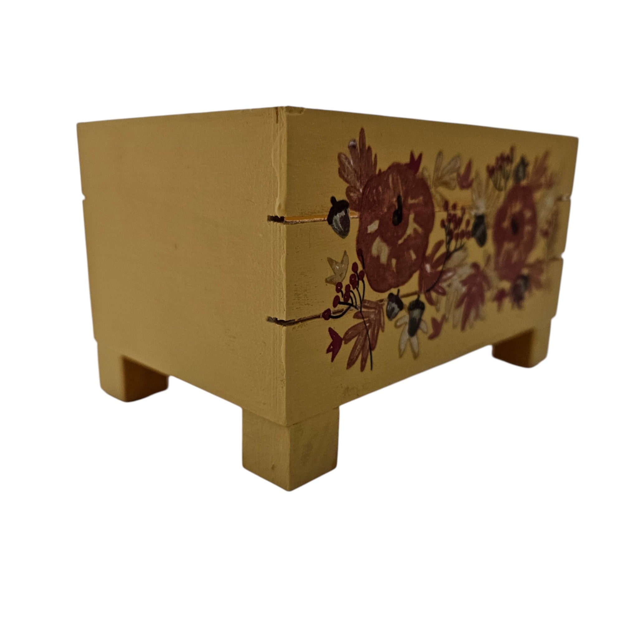 Hand-Painted Fall Floral Wooden Box
