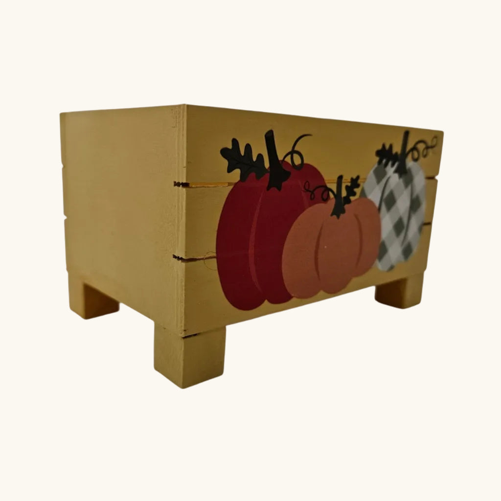 Hand-Painted Fall Floral Wooden Box