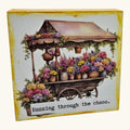 Handmade Fall Desk Sitter – “Buzzing Through the Chaos” Floral Wagon Decor