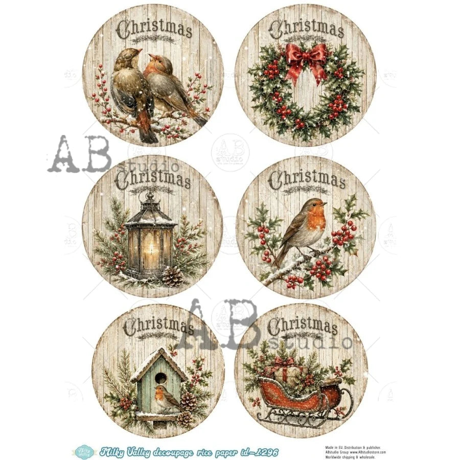 A4 Robin’s Christmas Milky Valley Rice Paper ID 1296