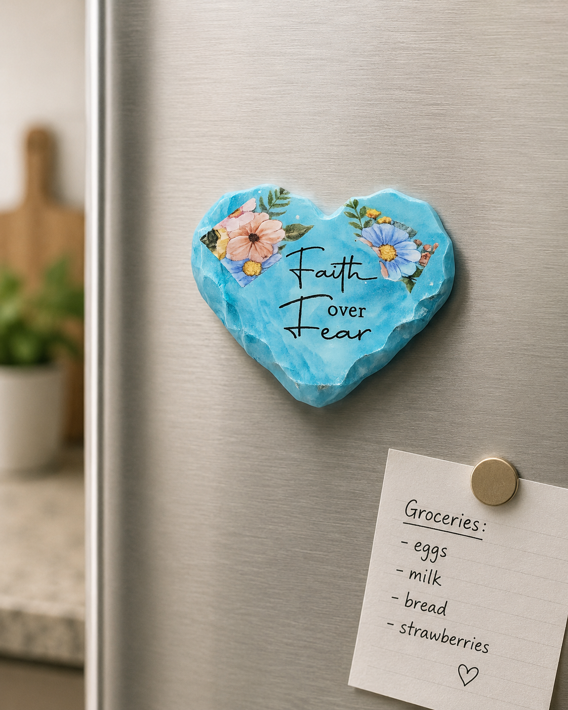 Heart Eco Resin Fridge Magnet Handmade Cottagecore Decor