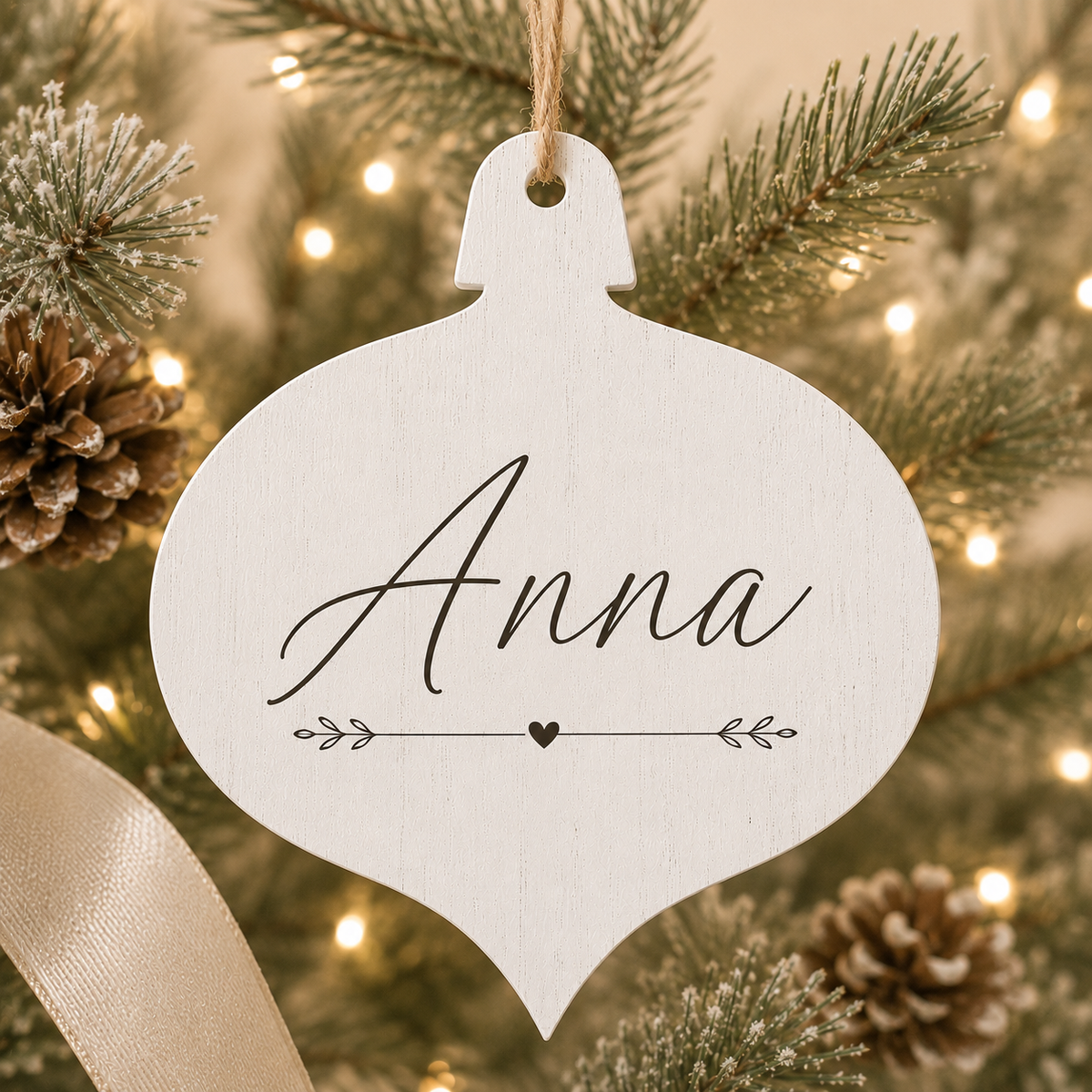 Classic White Wood Ornament