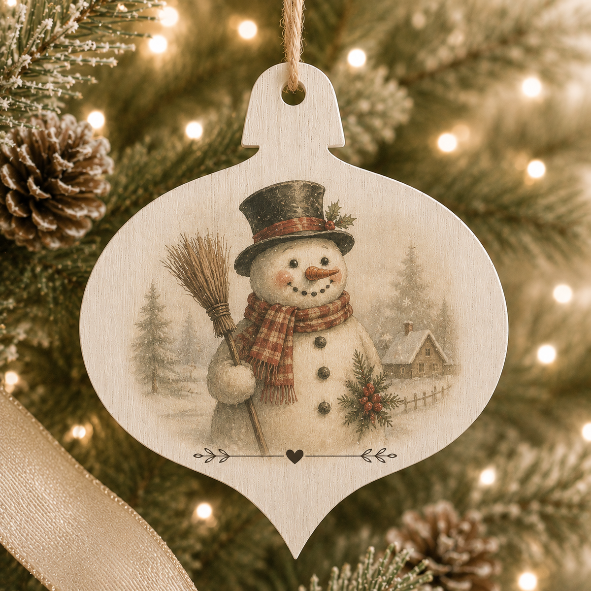 Classic White Wood Ornament