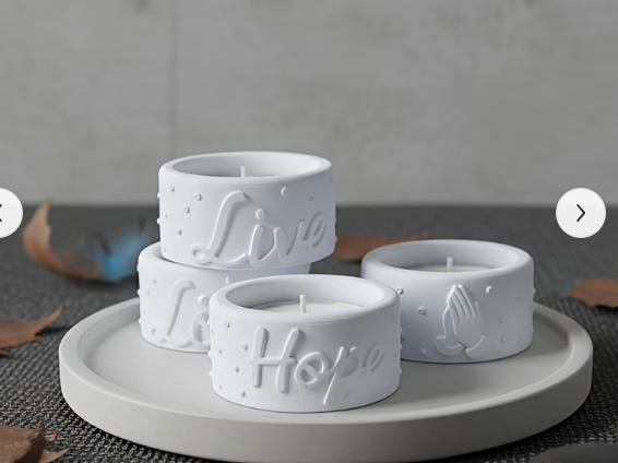 Handmade Ceramic Resin Tealight Holder Set of 4 Hope Love Live Praying Hands