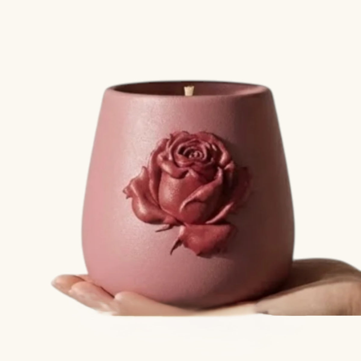 Sculpted Rose Embossed Ceramic Vase