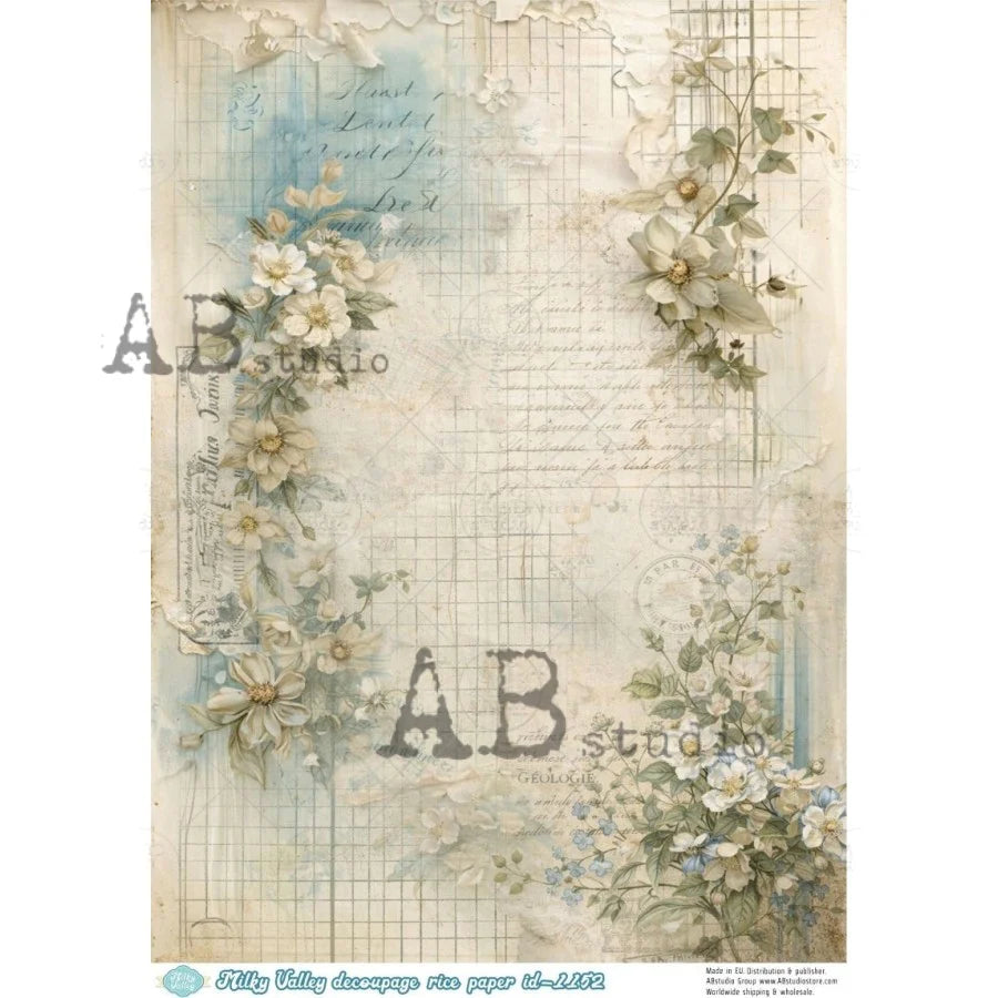 A4 Milky Valley 1152 Soft Botanical Script Background