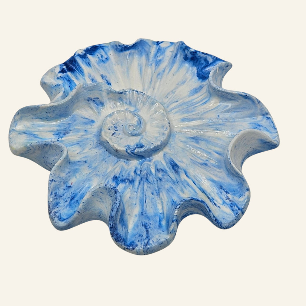 Blue Ceramic Shell Dish